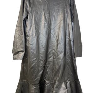 Women's EPIK Elegant Black Vegan Leather Dress Midi LBD Party Hoilday Date Night